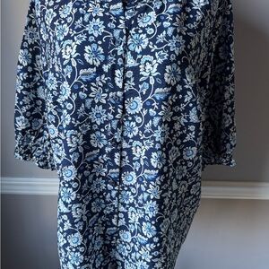 Floral Blue and White Blouse